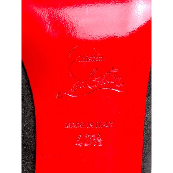 Christian Louboutin Women’s 9 Gray Charcoal Suede Tripoli Booties Heels Shoes - Picture 8 of 9